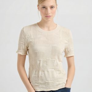 Breathable Cotton Blend Textured Knit Top