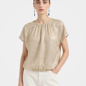 Lightweight Silk Blend Metallic Shimmer Blouse