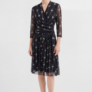 Breathable Mulberry Silk Printed V-Neck Dress