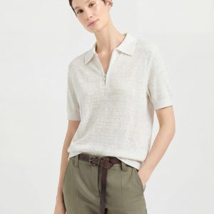 Lightweight Half Zip Short Sleeve Knit Pullover