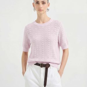 Airy Cotton Silk Blend Textured Summer Pullover