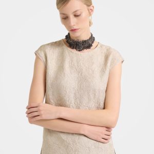 Lightweight Mulberry Silk Gold Sheen Sleeveless Top