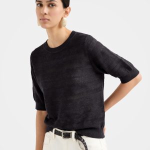 Lightweight Wool Silk Sheer Knit Top