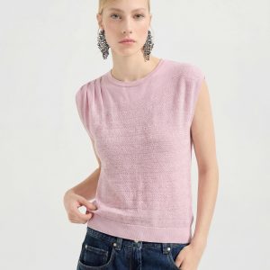 Cooling Tencel Blend Textured Sleeveless Knit Top