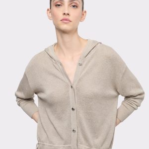 Lightweight Tencel Blend Hooded Knit Cardigan
