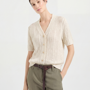 Lightweight Wool Blend Button Front Knit Top