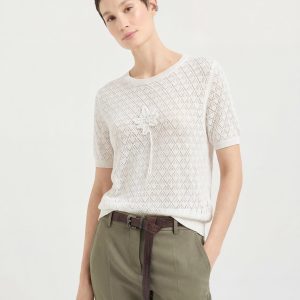 Cooling Tencel Silk Blend Open Knit Summer Top