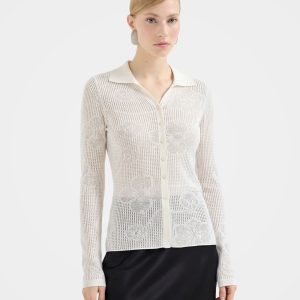 Lightweight Sheer Cashmere Blend Open Knit Top