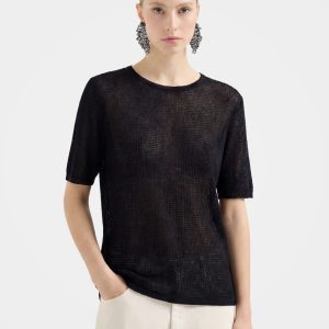 Cooling Sheer Tencel Silk Blend Summer Knit Top