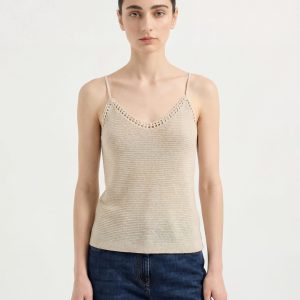 Breathable Crochet Knit Spaghetti Strap Tank Top